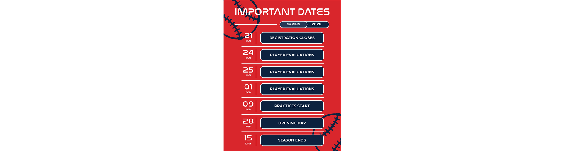 Spring 2026 Important Dates